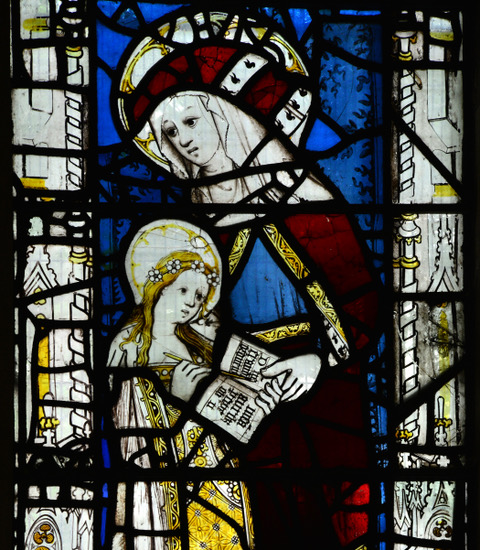 Saint Anne teaching the Virgin to read, early 15th century, All Saints, North Street, York England